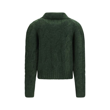 Cardigan by Allude for women in cashmere silk & capra leather bicolour showcases a captivating silhouette, artfully detailed with a captivating and high-collar neckline for a truly sophisticated captivating look.