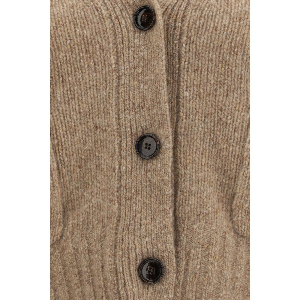 Cardigan by Allude for women in cashmere & capra leather beige features an impeccable silhouette, showcasing a sophisticated and detail for a truly impeccable finish.