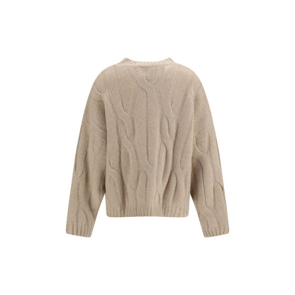 Sweater by Allude for women in cashmere silk & capra leather beige features an polished silhouette, showcasing refined and a sophisticated crew neckline for a truly polished finish.