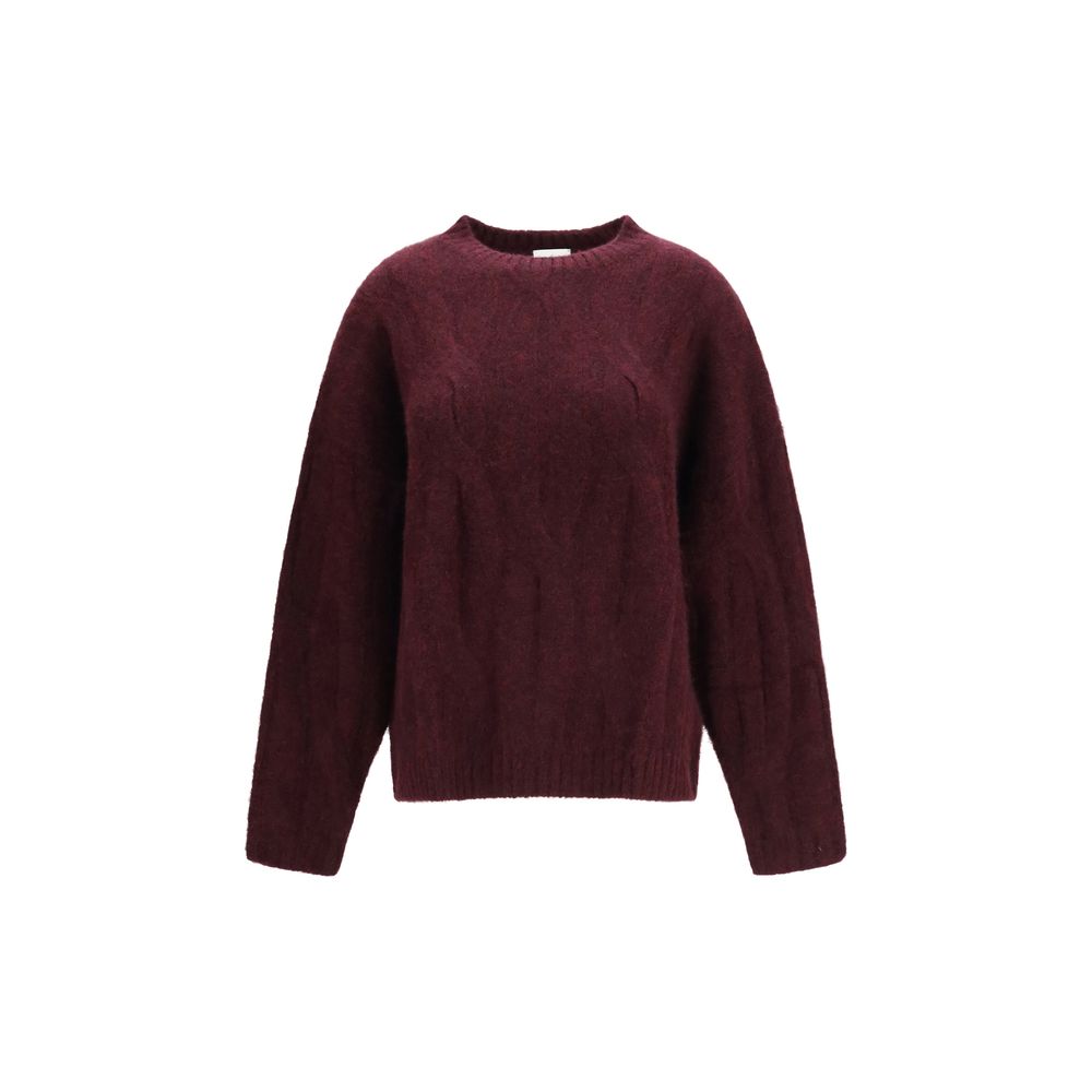 Sweater by Allude for women in cashmere silk & capra leather purple features an polished silhouette, showcasing refined and a sophisticated crew neckline for a truly polished finish.
