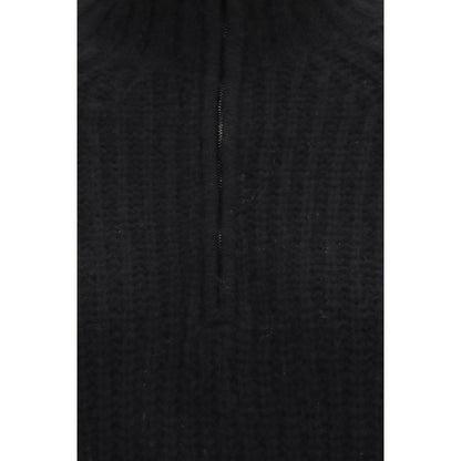 Sweater by Allude for women in cashmere silk & capra leather black showcases an masterful silhouette, artfully detailed with a masterful high-collar neckline and for a sophisticated, premium finish.