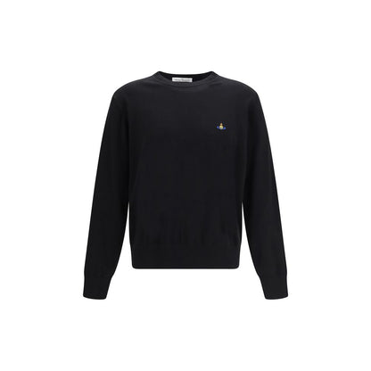 Sweater by Vivienne Westwood for men in cashmere cotton & capra leather black features an polished silhouette, showcasing refined and a sophisticated crew neckline for a truly polished finish.