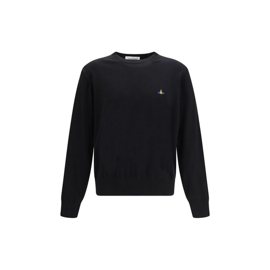 Sweater by Vivienne Westwood for men in cashmere cotton & capra leather black features an polished silhouette, showcasing refined and a sophisticated crew neckline for a truly polished finish.