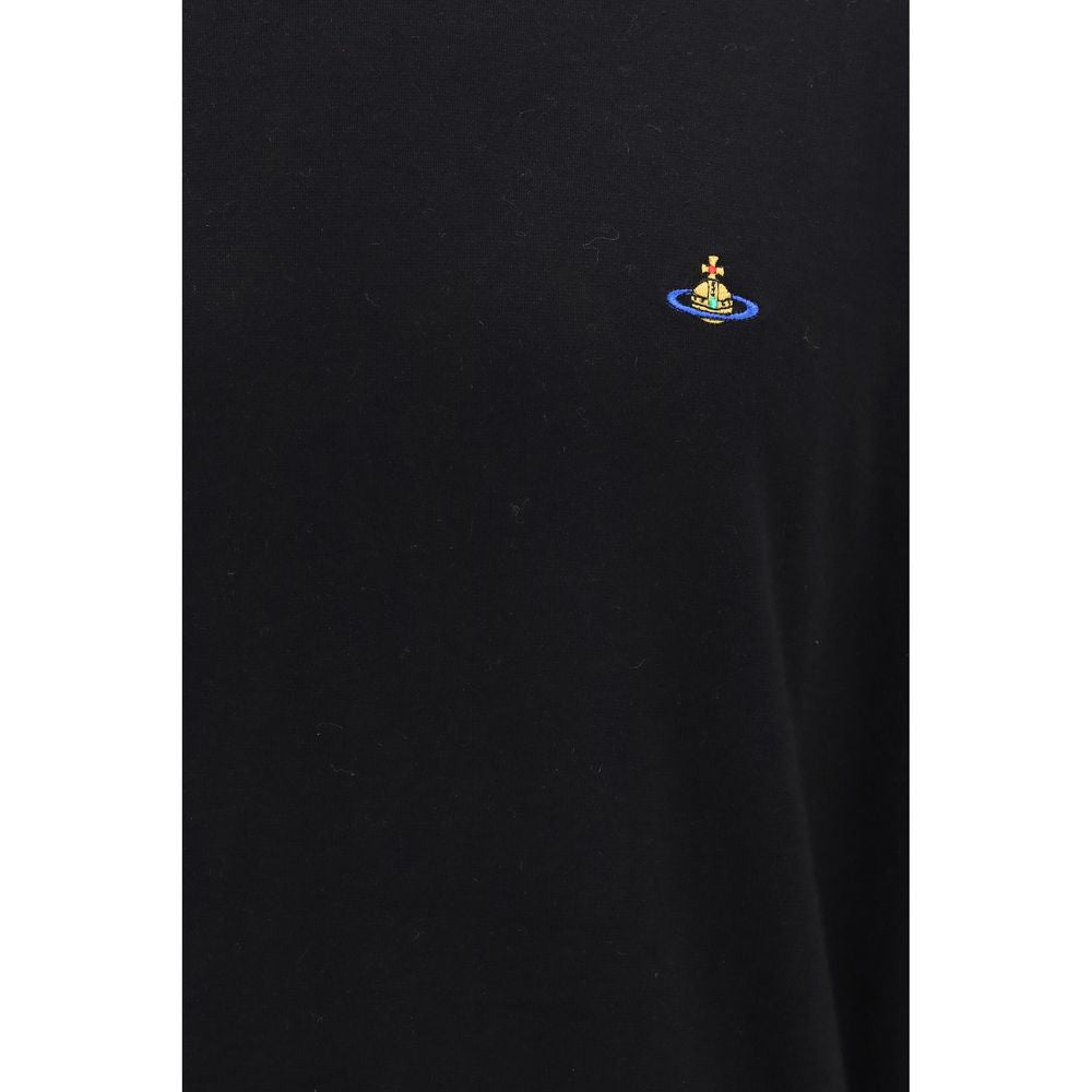 Sweater by Vivienne Westwood for men in cashmere cotton & capra leather black showcases a discreet silhouette, finished with a discreet and for a discreet look.