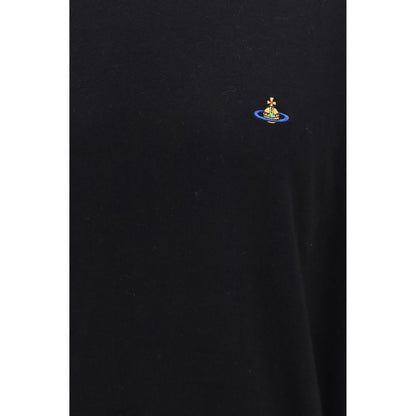 Sweater by Vivienne Westwood for men in cashmere cotton & capra leather black showcases a discreet silhouette, finished with a discreet and for a discreet look.