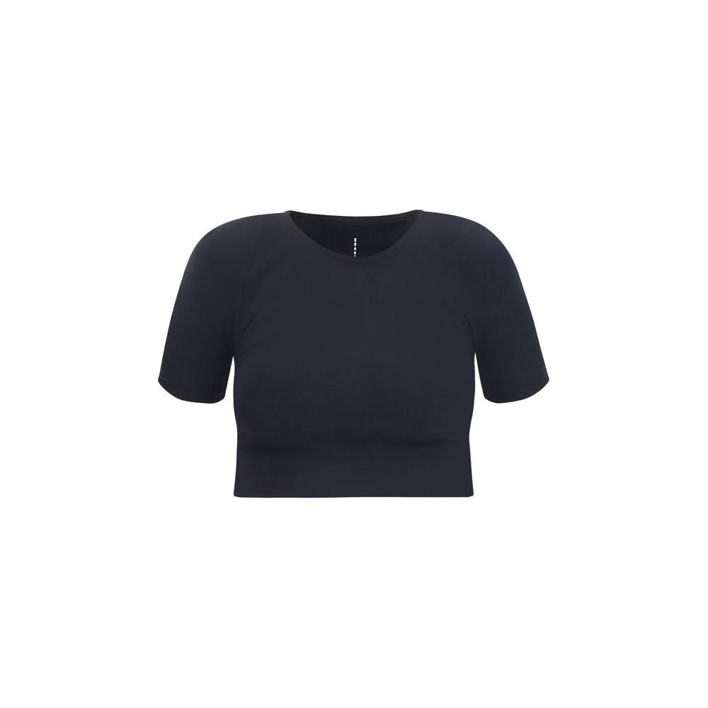 Activewear T-Shirt by Wolford for women in stretch polyamide black & signature features a dynamic silhouette with short-sleeve and round neckline enhanced by functional seamless.