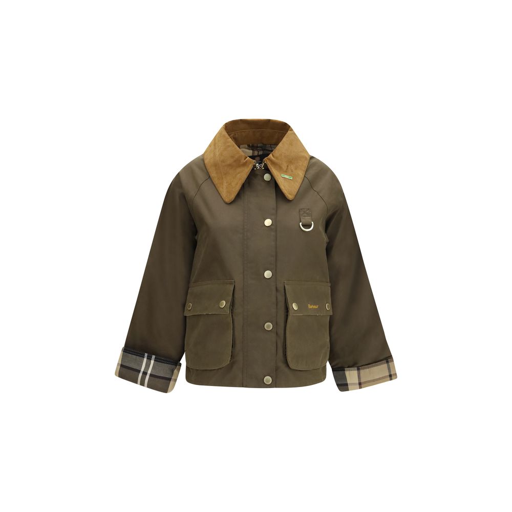 Overcoat by Barbour for women in cotton corduroy bicolour, beige, patterned & tartan showcases a architectural silhouette, artfully detailed with a distinctive and functional pockets for a architectural finish.