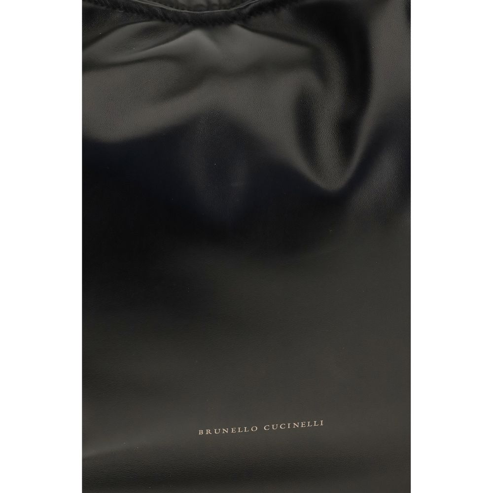 Shoulder Hobo Bag by Brunello Cucinelli for women in bos taurus calf nappa & suede leather black features a effortless chic silhouette with a secure zipper, ample , and versatile shoulder-strap, adjustable-strap & handle for a effortless chic finish.