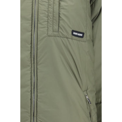 Puffer Jacket by Miu Miu for women in polyamide polyester cotton & goose-down bicolour features an contemporary silhouette, showcasing a sophisticated and contemporary pockets, insulated & windproof for a truly refined look.