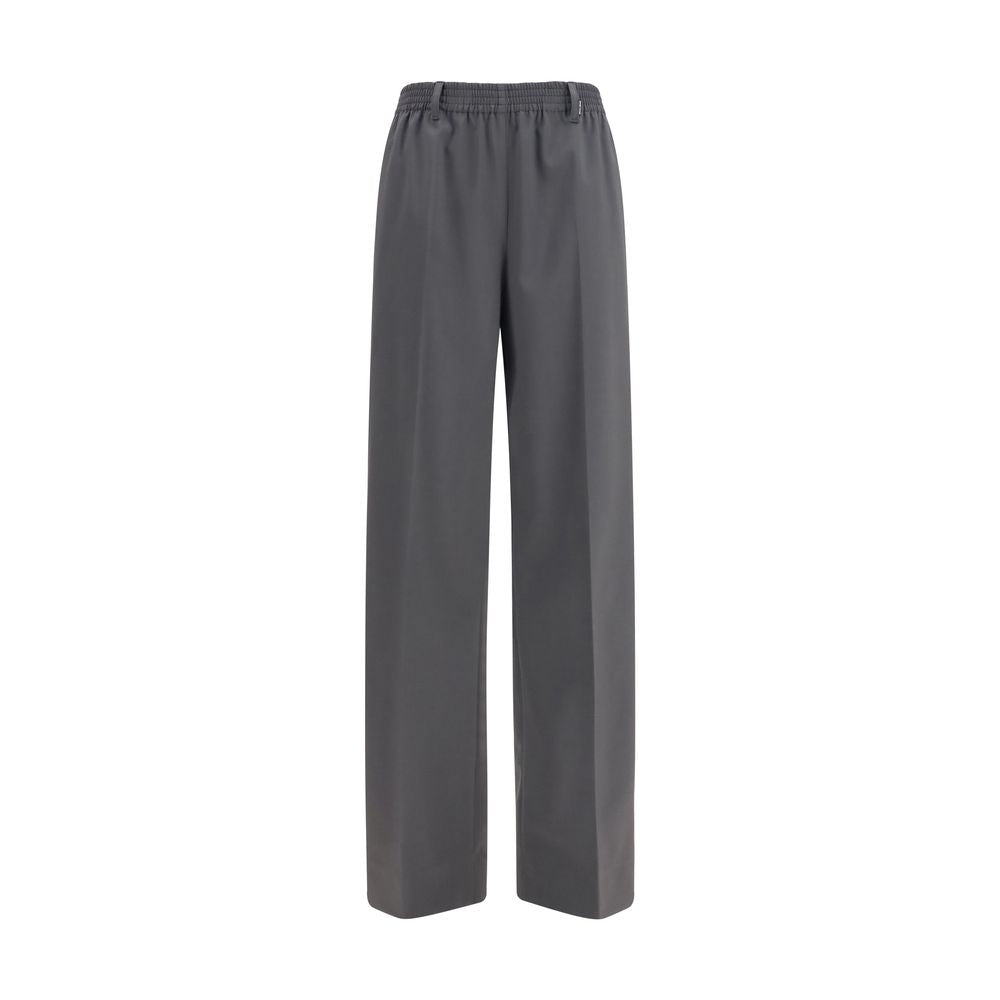 Casual Pants by Miu Miu for women in virgin wool gray presents a refined pantology silhouette, artfully defined by a refined pantology straight-leg & regular-fit, long, and a sophisticated .