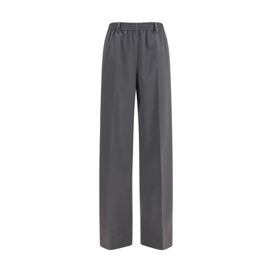 Casual Pants by Miu Miu for women in virgin wool gray presents a refined pantology silhouette, artfully defined by a refined pantology straight-leg & regular-fit, long, and a sophisticated .
