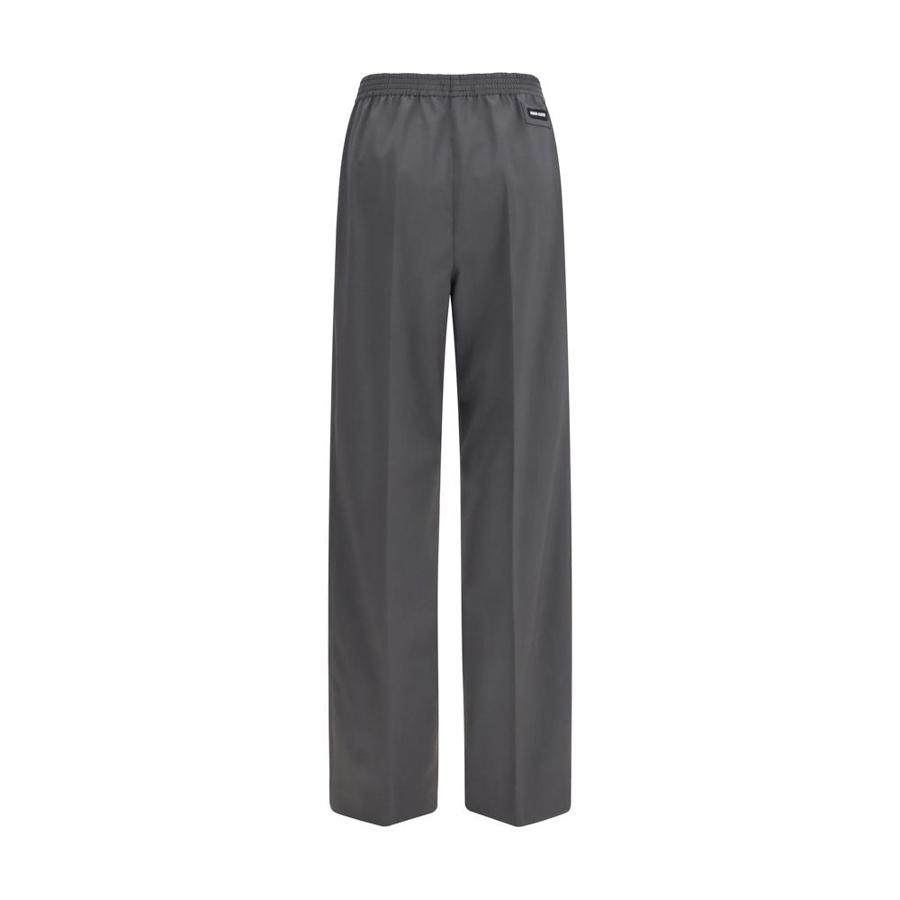 Casual Pants by Miu Miu for women in virgin wool gray features an sartorial straight-leg & regular-fit and long with a cut for a sartorial finish.