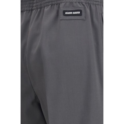 Casual Pants by Miu Miu for women in virgin wool gray features an refined tailoring silhouette, showcasing a premium straight-leg & regular-fit with a and long cut for a refined tailoring look.