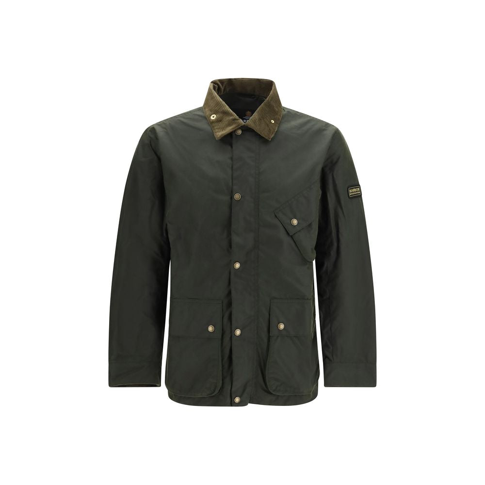 Overcoat by Barbour International for men in cotton corduroy bicolour features an satoral silhouette, showcasing a sophisticated and satoral pockets for a premium, timeless look.