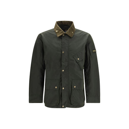 Overcoat by Barbour International for men in cotton corduroy bicolour features an satoral silhouette, showcasing a sophisticated and satoral pockets for a premium, timeless look.