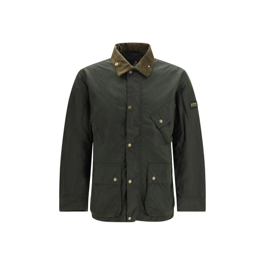 Overcoat by Barbour International for men in cotton corduroy bicolour features an satoral silhouette, showcasing a sophisticated and satoral pockets for a premium, timeless look.