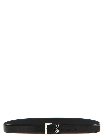 Saint Laurent Black Leather Regular Belt