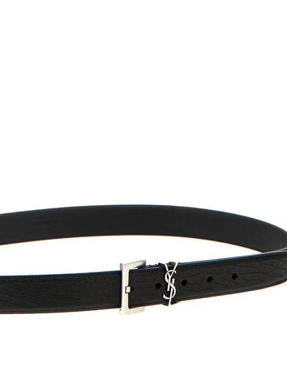 Saint Laurent Black Leather Regular Belt