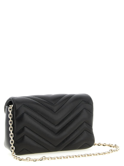 Gucci Gg Marmont Nappa Lamb Leather Mini Shoulder Flap Bag - Black Patterned Chevron Signature