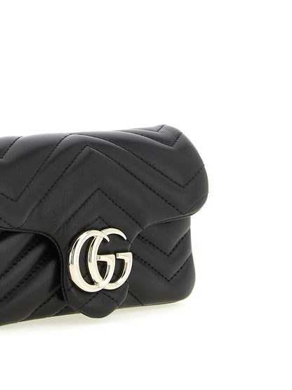 Gucci Gg Marmont Nappa Lamb Leather Mini Shoulder Flap Bag - Black Patterned Chevron Signature