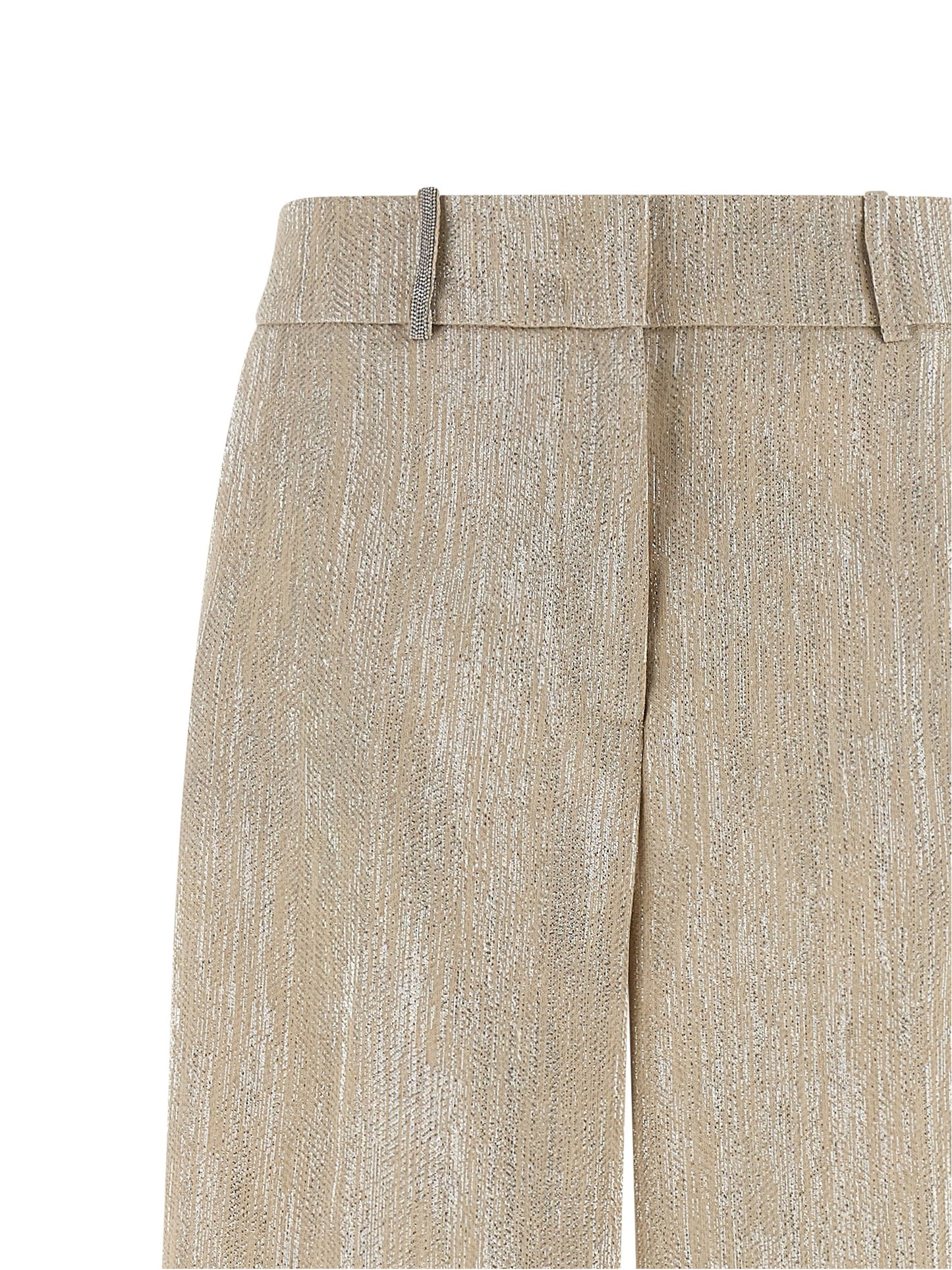 Trousers by Peserico for women in linen poly cotton & viscose beige presents a smart silhouette, meticulously detailed with a smart straight-leg & wide, a smart long, and a smart .