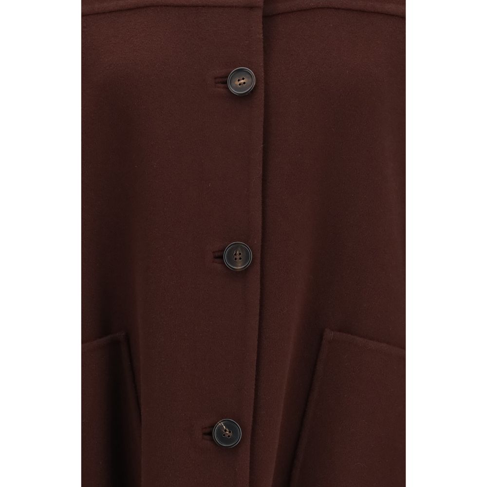 Overcoat by S Max Mara for women in virgin wool bordeaux & horn showcases a enveloping silhouette, detailed with distinctive pockets and a enveloping .