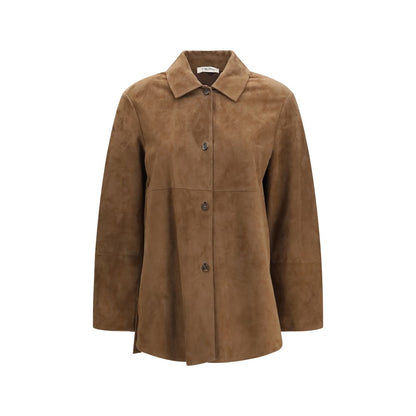 Jacket by S Max Mara for women in suede leather brown & horn presents a impeccable silhouette, showcasing distinct and a impeccable for a sophisticated finish.
