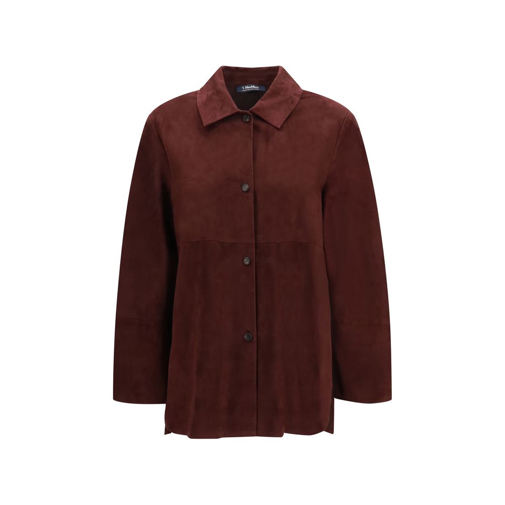 Jacket by S Max Mara for women in suede leather bordeaux & horn features a smart silhouette, perfectly accentuated by its unique and functional for a smart finish.