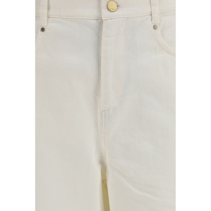 Casual Pants by S Max Mara for women in stretch cotton white presents a tailored silhouette, showcasing a tailored regular-fit & wide and long cut with a refined for a truly tailored aesthetic.