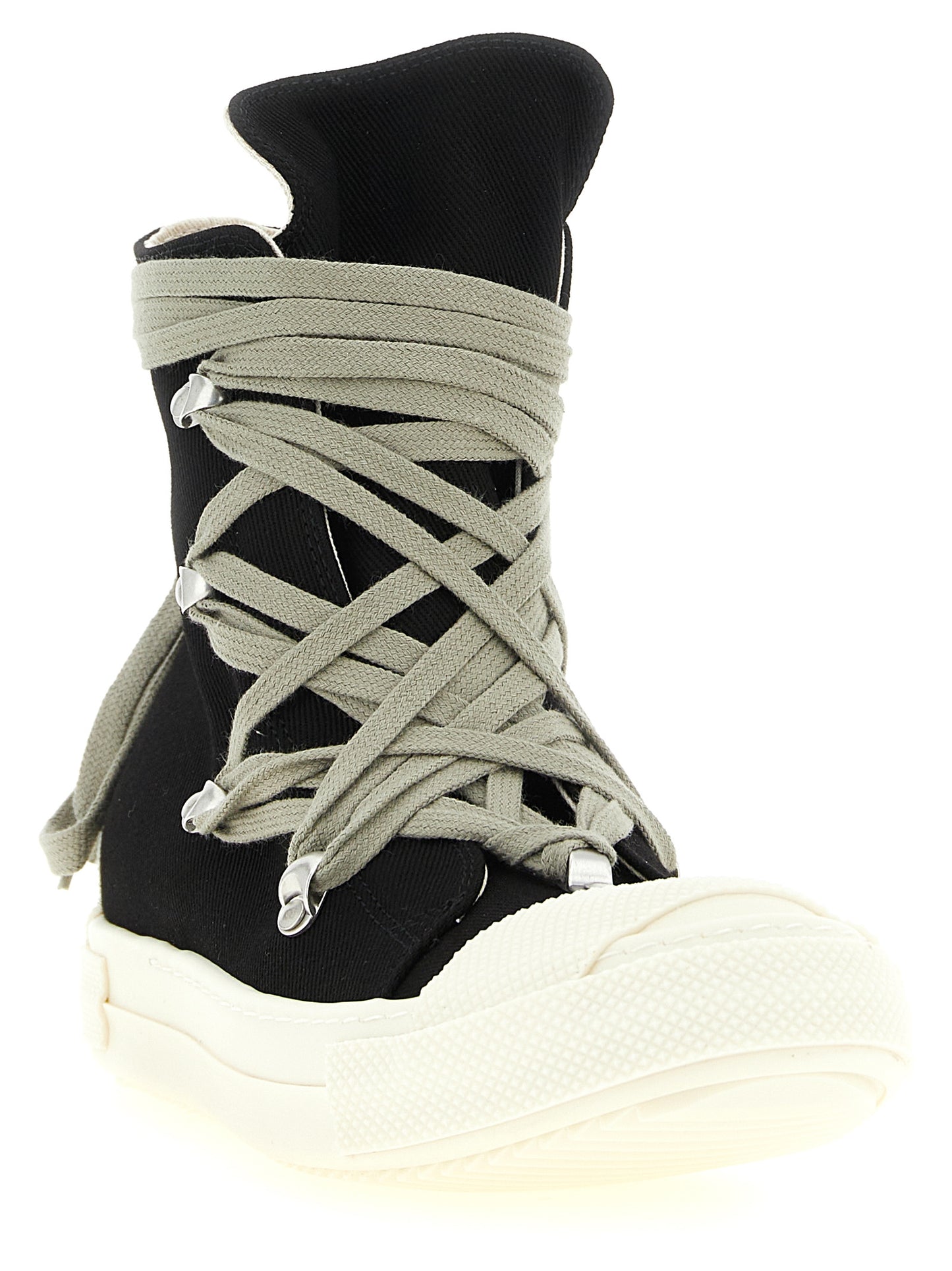Sneakers by DRKSHDW for women in denim cotton black features an fashionable silhouette, showcasing the premium Essence Punch Women's High Top Denim Cotton Sneakers in a fashionable high-top style that offers a fashionable finish for refined style.