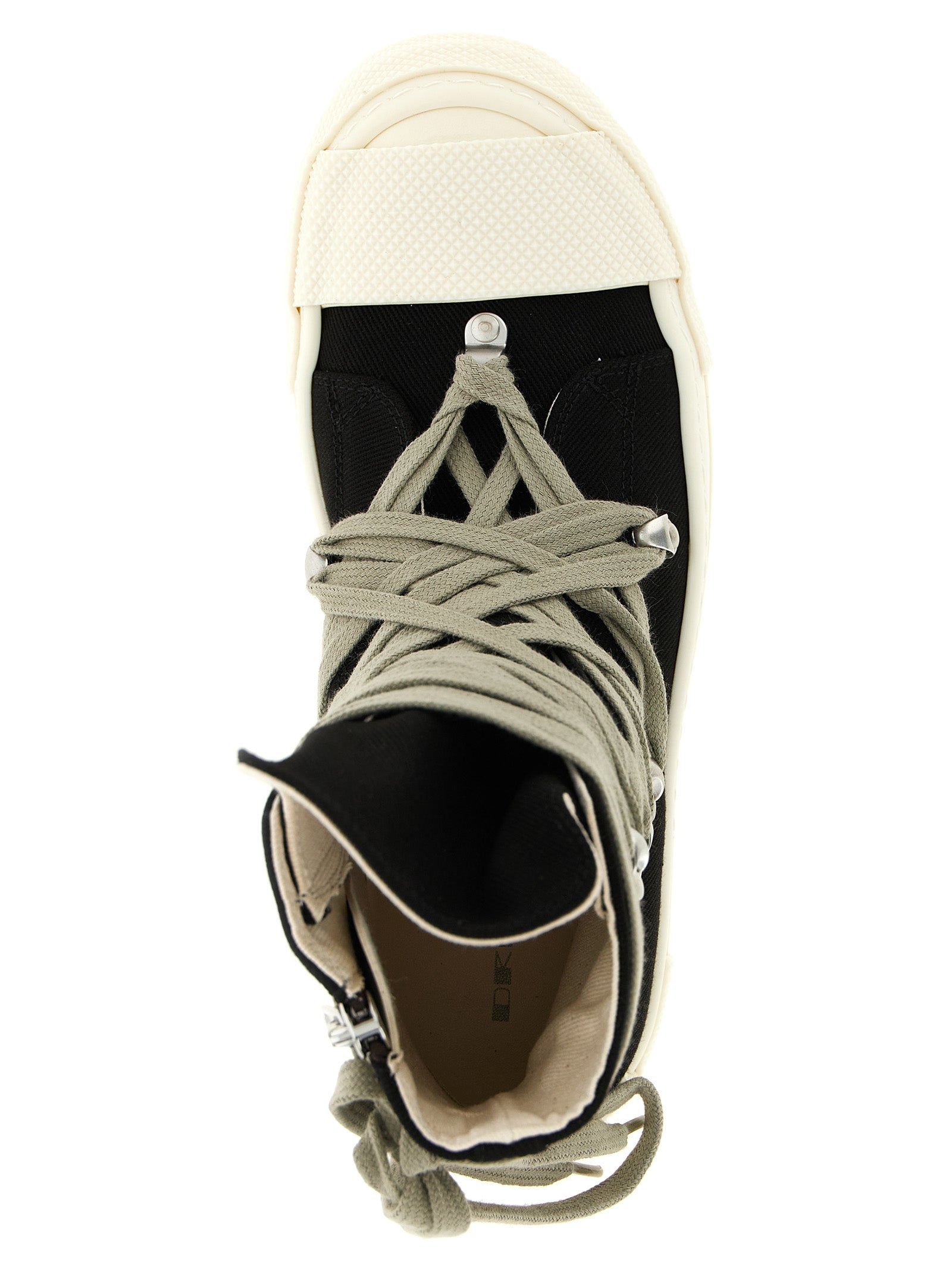 Sneakers by DRKSHDW for women in denim cotton black presents a sumptuous silhouette, artfully capturing the essence of the Essence Punch Women's High Top Denim Cotton Sneakers with its sumptuous high-top style design.