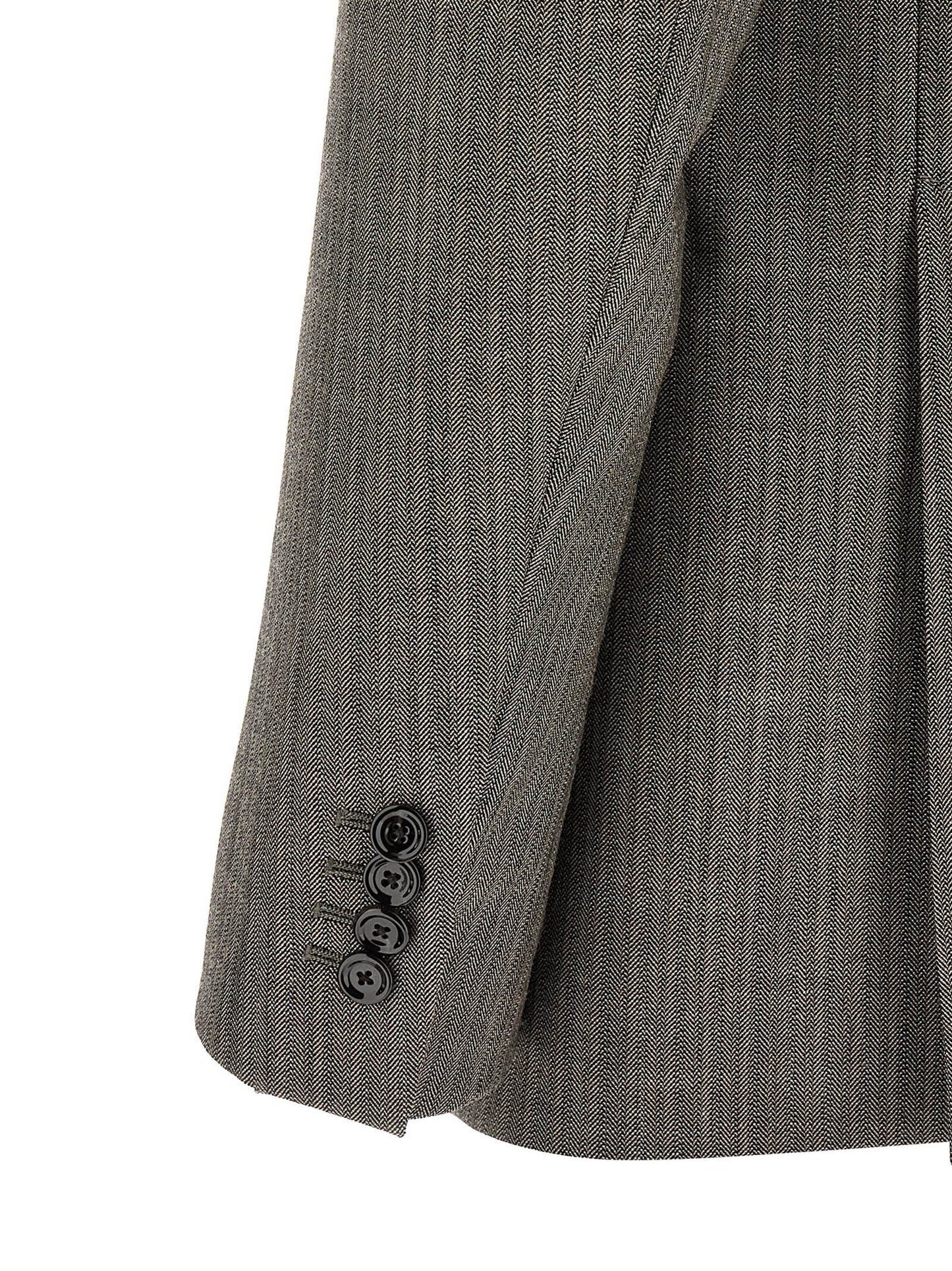 Pant Suit by Lardini for men in virgin wool gray, patterned & signature showcases a sartorial silhouette, artfully detailed with a sophisticated and a sartorial for a refined, high-fashion aesthetic.