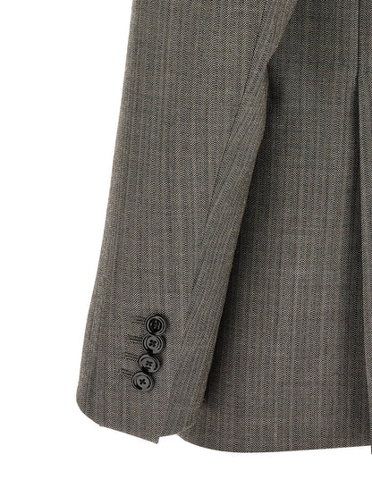 Pant Suit by Lardini for men in virgin wool gray, patterned & signature showcases a sartorial silhouette, artfully detailed with a sophisticated and a sartorial for a refined, high-fashion aesthetic.
