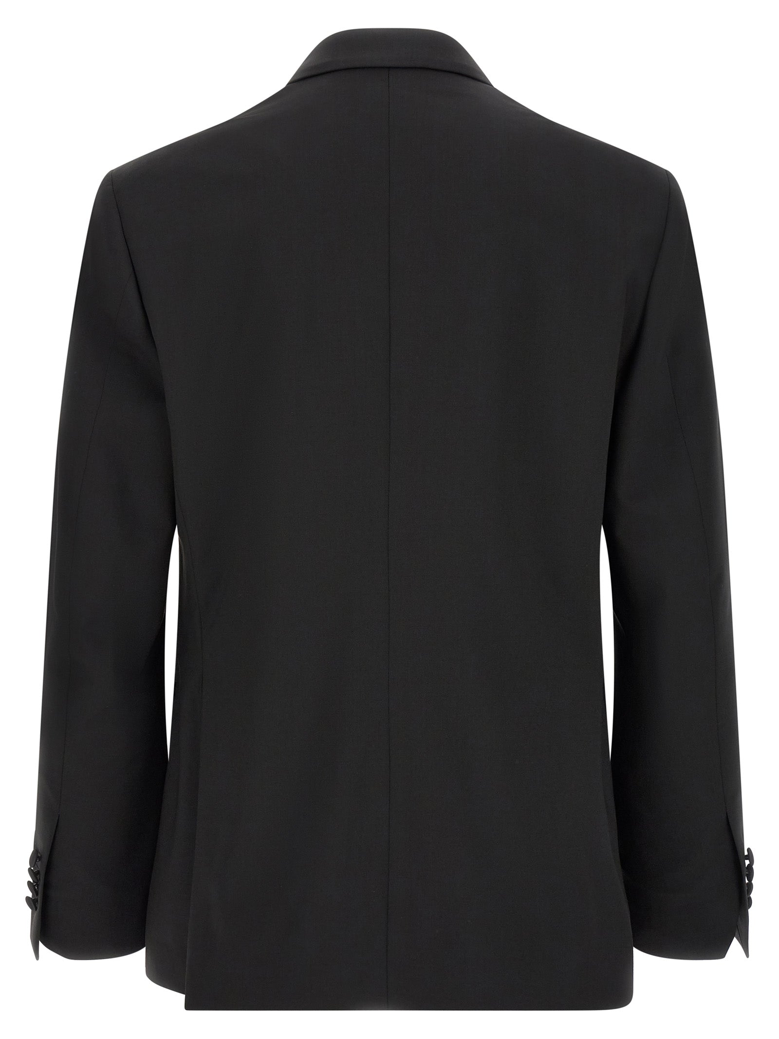 This Tuxedo by Lardini for men in virgin wool black presents a highly glamorous silhouette, featuring a highly glamorous and a highly glamorous straight-leg that ensures a highly glamorous finish for any formal occasion.