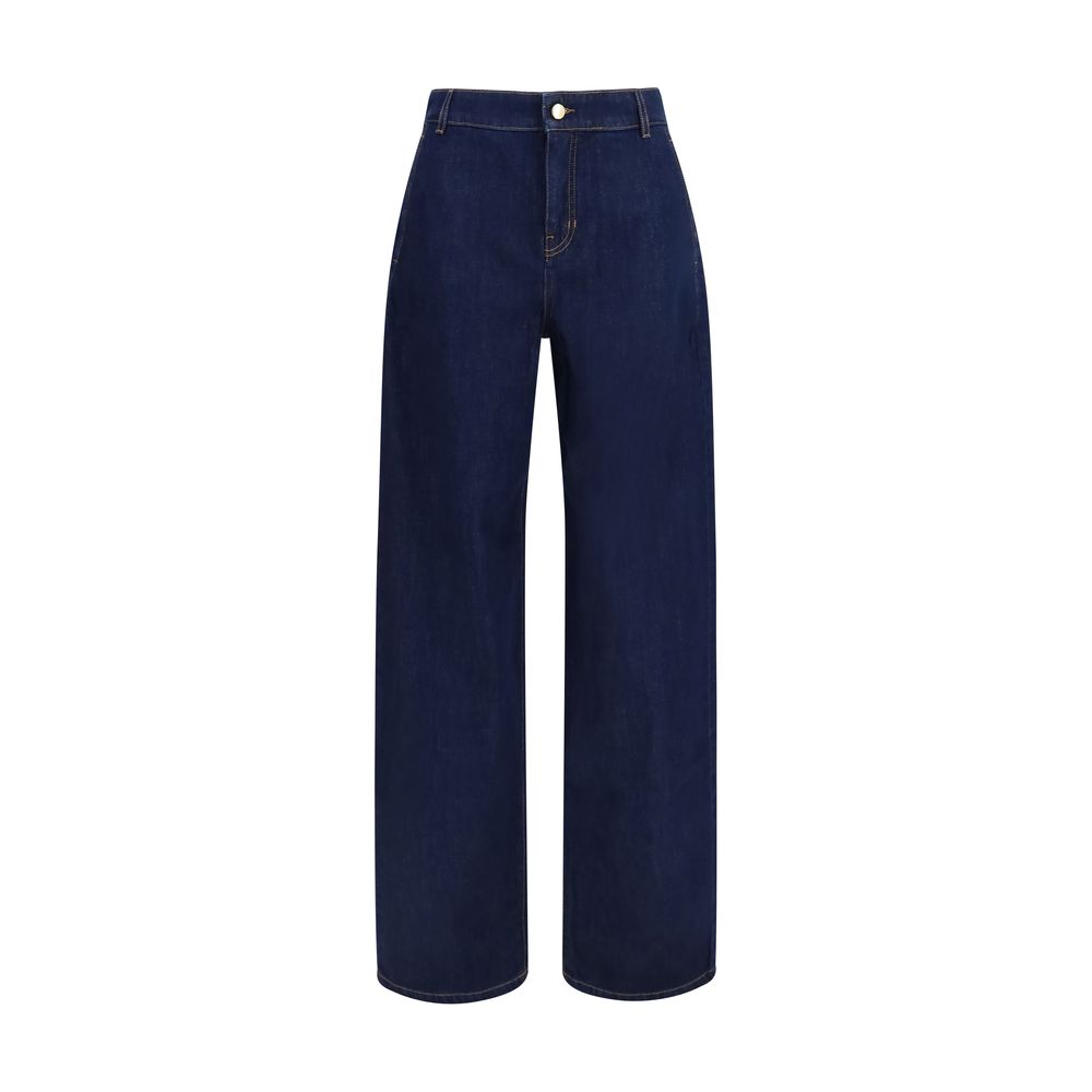 Jeans by Max Mara for women in denim cotton blue features a polished silhouette with a polished relaxed-fit & oversized, reaching a polished long and finished with a polished .