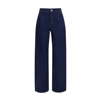 Jeans by Max Mara for women in denim cotton blue features a polished silhouette with a polished relaxed-fit & oversized, reaching a polished long and finished with a polished .