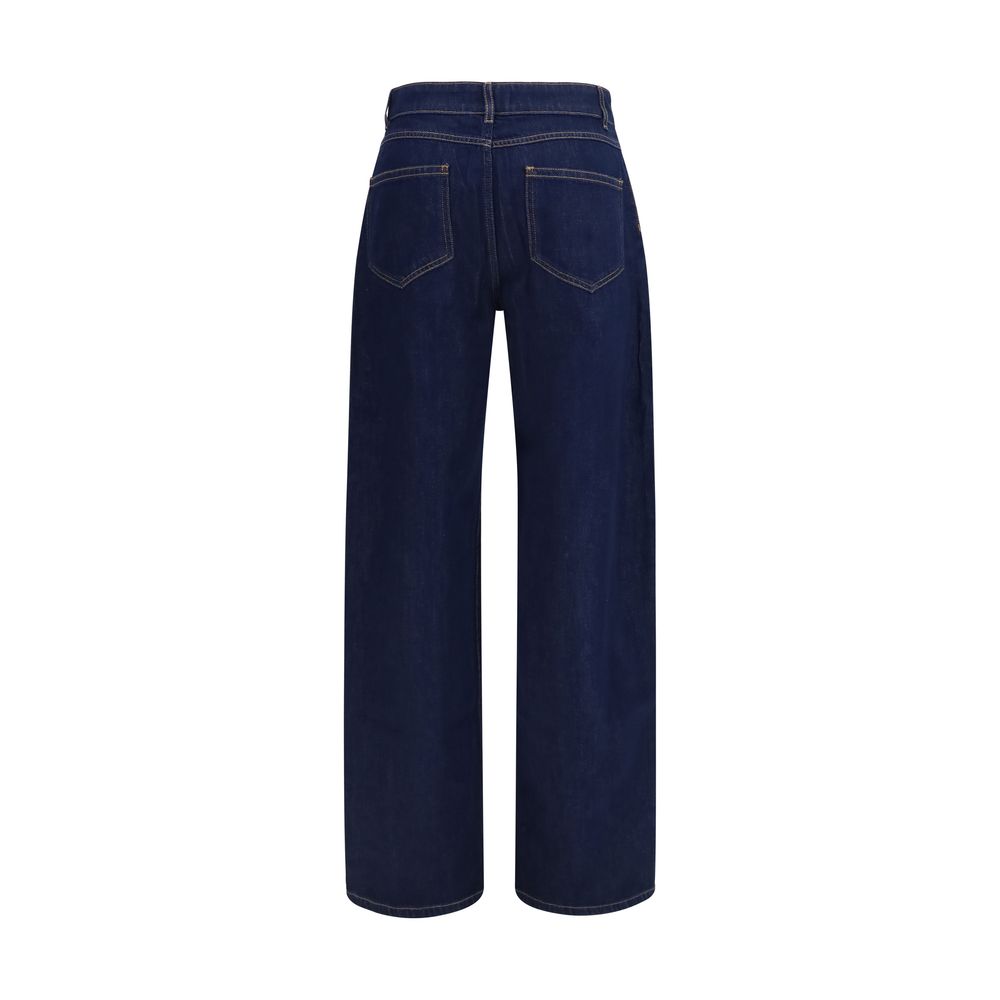 Jeans by Max Mara for women in denim cotton blue presents a refined pantology silhouette, artfully defined by a refined pantology relaxed-fit & oversized, long, and a sophisticated .