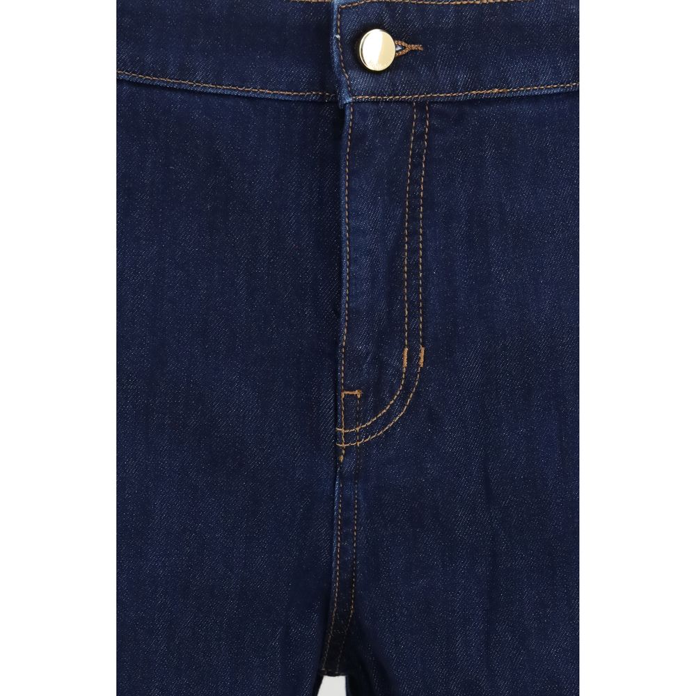 Jeans by Max Mara for women in denim cotton blue features an sartorial relaxed-fit & oversized and long with a cut for a sartorial finish.