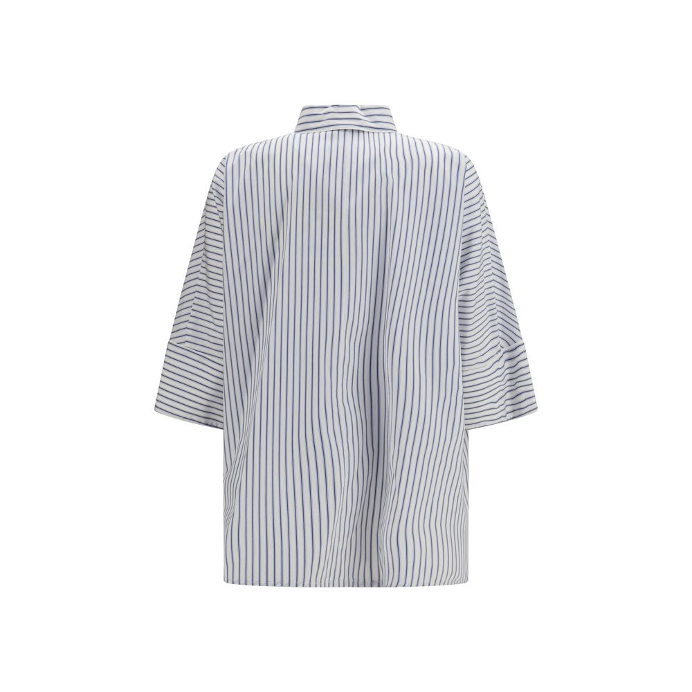 Shirt by S Max Mara for women in cotton blue, patterned & striped, featuring a nuanced and nuanced for a sophisticated finish.
