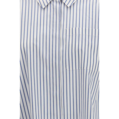 Shirt by S Max Mara for women in cotton blue, patterned & striped presents a discerning silhouette, showcasing a sophisticated and for a truly discerning finish.