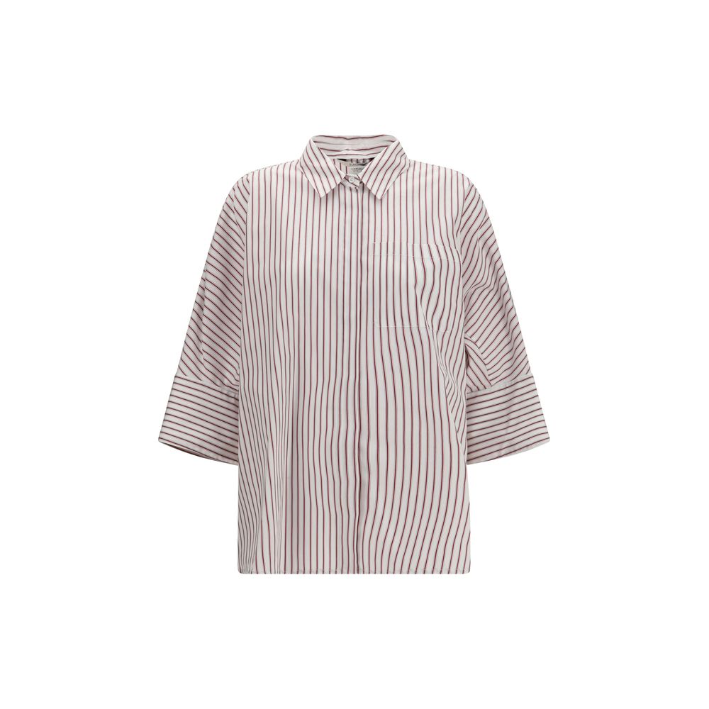 Shirt by S Max Mara for women in cotton multicolor, patterned & striped features an polished silhouette, showcasing a sophisticated and three-quarter-sleeve detail for a truly polished finish.