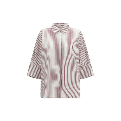 Shirt by S Max Mara for women in cotton multicolor, patterned & striped features an polished silhouette, showcasing a sophisticated and three-quarter-sleeve detail for a truly polished finish.