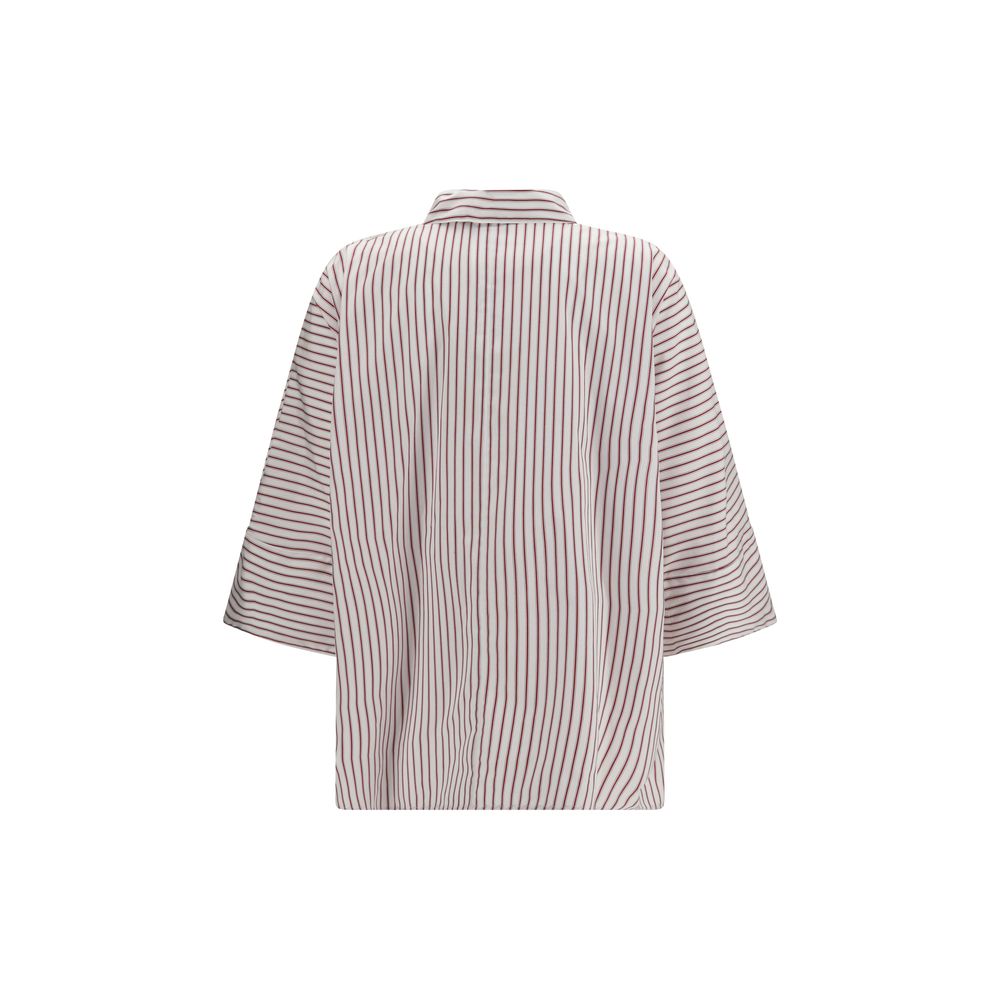 Shirt by S Max Mara for women in cotton multicolor, patterned & striped features an architectural silhouette with a refined and elegant for a architectural look.