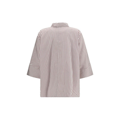 Shirt by S Max Mara for women in cotton multicolor, patterned & striped features an architectural silhouette with a refined and elegant for a architectural look.