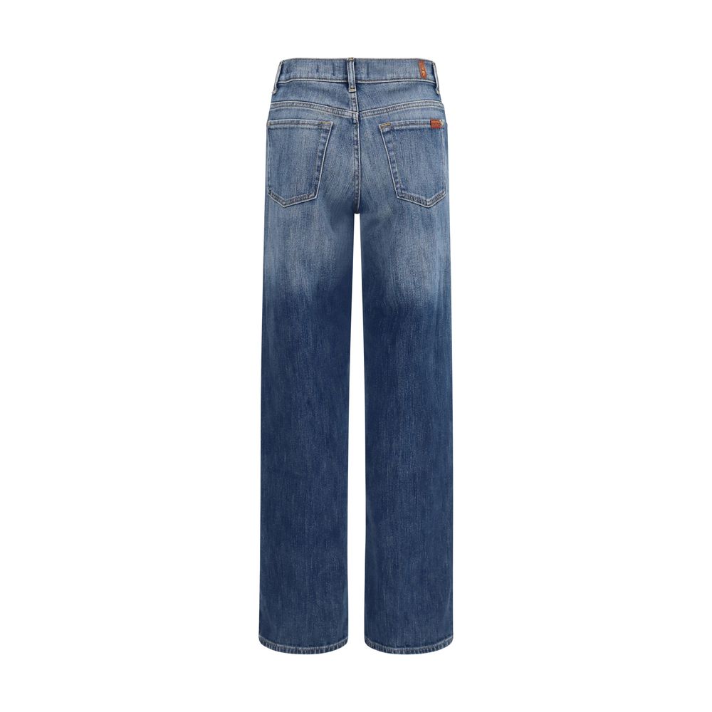 Jeans by 7FOR for women in stretch denim cotton blue features an refined tailoring silhouette, showcasing a premium straight-leg, regular-fit & cigarette with a and long cut for a refined tailoring look.