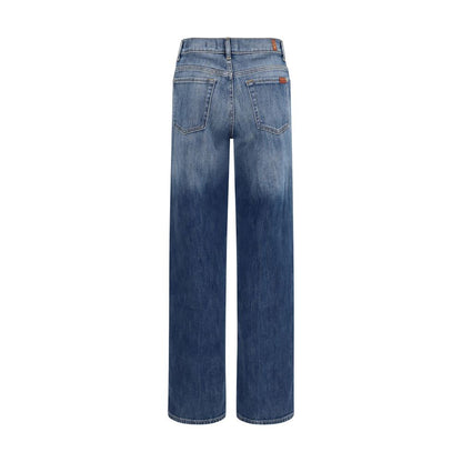 Jeans by 7FOR for women in stretch denim cotton blue features an refined tailoring silhouette, showcasing a premium straight-leg, regular-fit & cigarette with a and long cut for a refined tailoring look.