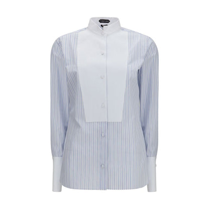 Shirt by Tom Ford for women in cotton blue, pearl, patterned & striped presents a discerning silhouette, showcasing a sophisticated and for a truly discerning finish.