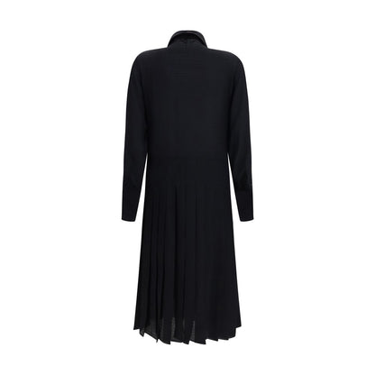 Fendi Women's Shirt Long-Sleeve Silk Long Dress - Black Pearl Patterned Jacquard