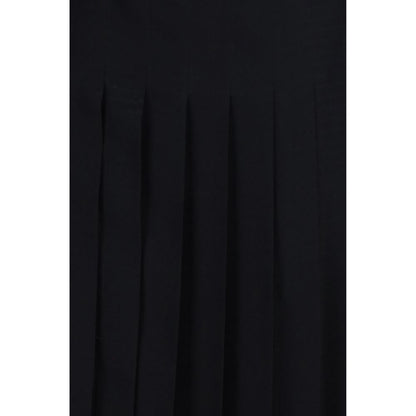 Fendi Women's Shirt Long-Sleeve Silk Long Dress - Black Pearl Patterned Jacquard