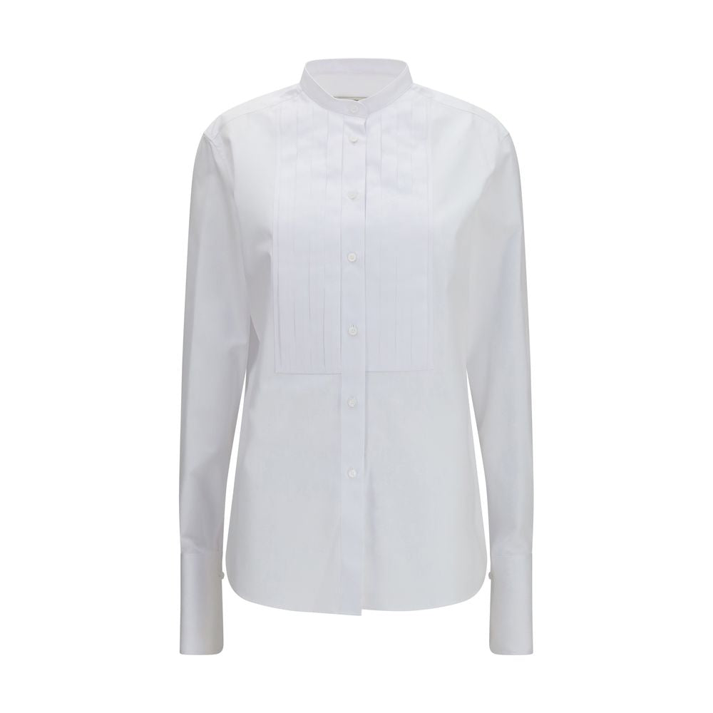 Fendi Women's Regular Fit Slim Mandarin Neck Cotton Dress Shirt - White